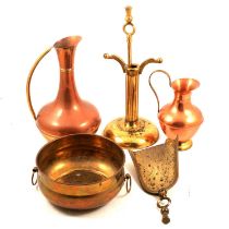 Quantity of copper and brasswares