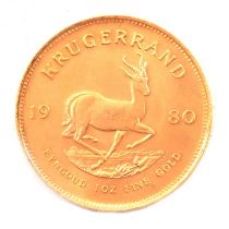 A gold Krugerrand coin, 1980, 1oz.