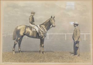 R A Rouch, a photographic print of a racehorse dated 1901, after H Alken a set of shooting prints.