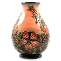 Rachel Bishop for Moorcroft, a vase in the Sweet Briar design.