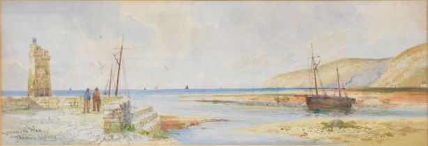 Thomas Sidney, Lynmouth Pier, watercolour.