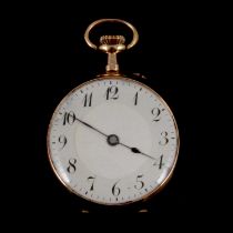 A small rose metal open face fob watch