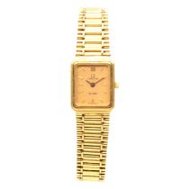 Omega - a lady's gold-plated De Ville quartz wristwatch.