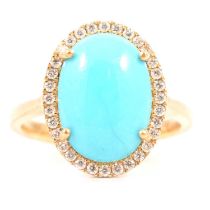 Iliana - a turquoise and diamond oval cluster ring.