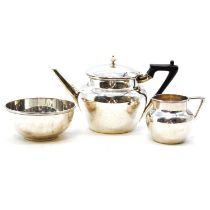 Silver three piece tea set,