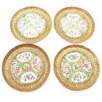 Set of twelve Cantonese reticulated plates