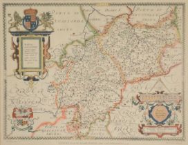 After Christopher Saxton, Warwickshire and Leicestershire, a reproduction map, 41 x 54cm; and a