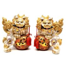 Pair of Japanese porcelain Foo dogs