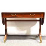 Pair of reproduction mahogany sofa tables