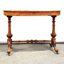Victorian burr walnut writing table