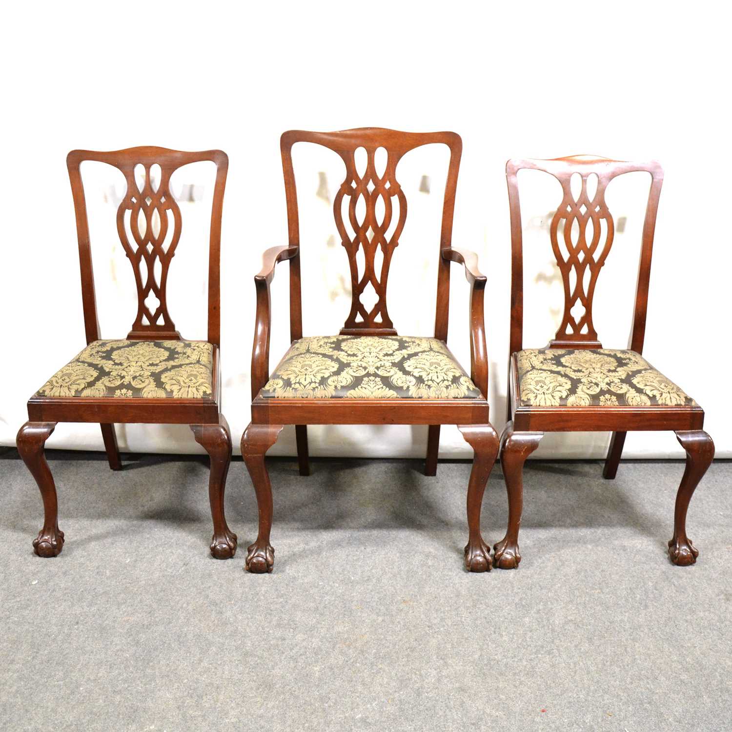 Late Victorian mahogany dining table and chairs, - Image 2 of 2