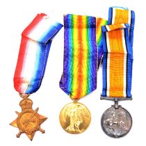 Medals - A WW1 group of three to 8-11691 Sjt G Goodman Leic R., and ephemera.