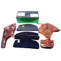 Spitfire fund box, leather flying cap, etc.,