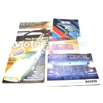 A box of Autocar, Practical Motorist and other car related magazines and catalogues,