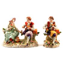 Sitzendorf porcelain group and a similar figurine