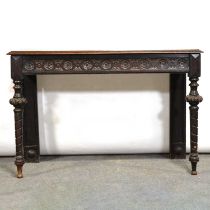 Victorian carved oak hall table,