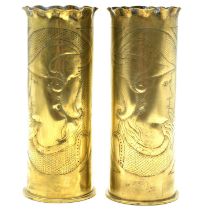 Pair of Trench Art brass shell cases