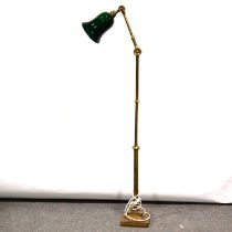 Dugdill brass adjustable lamp with green opaque glass shade