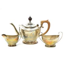 Silver three-piece teaset, Henry Matthews, Birmingham 1912.