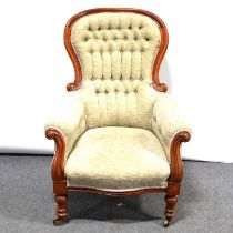 Victorian mahogany framed easy chair.