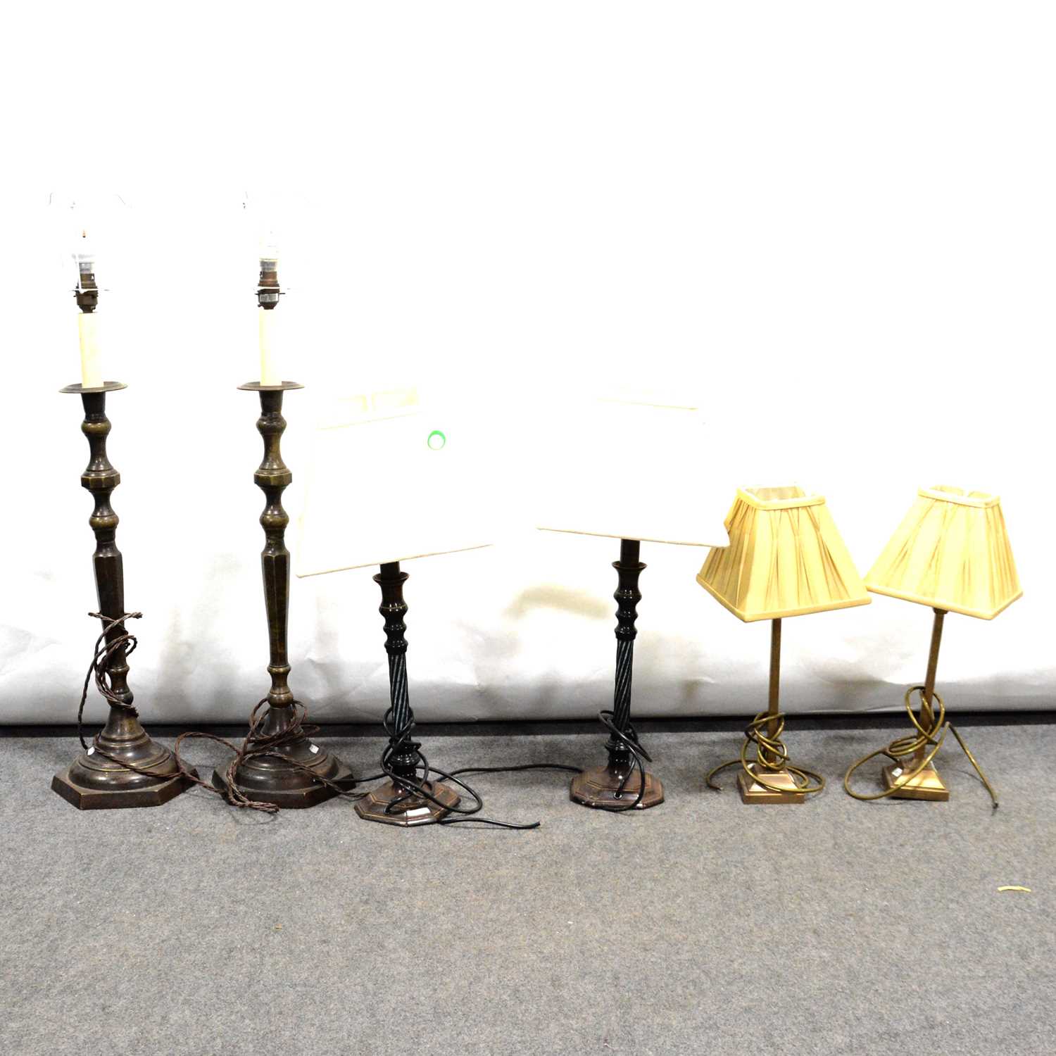 Three pairs of modern table lamps