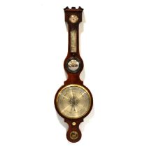 George III mahogany banjo barometer, signed DE Podesta & Co, Dublin