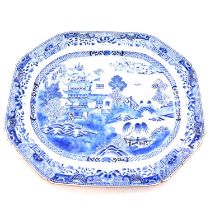 Chinese blue and white export porcelain meat plate, Quinlong