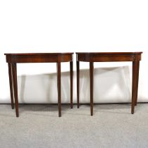 Pair of reproduction mahogany console tables.