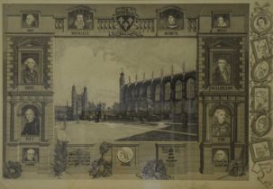 Two large engravings of Eton and Harrow