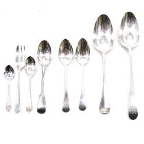 A collection of Georgian and later silver spoons, sets, and part sets and four table spoons.