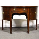 George III mahogany bowfront sideboard,