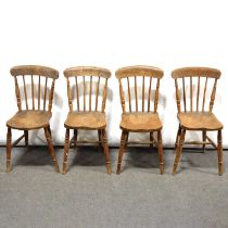 Six matched farmhouse beech kitchen chairs