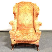 Victorian wing back easy chair,