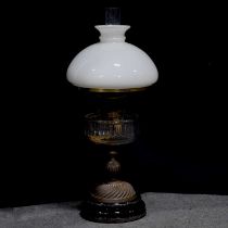 Victorian brass and glass oil lamp