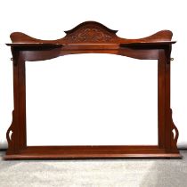 English Art Nouveau walnut overmantel mirror