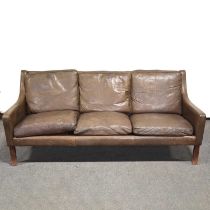 Mid-Century three-seat leather sofa, designed by Borge Morgenson, model 2209