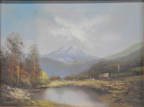 James Wright, oil on board and Campbell oil on canvas, landscapes.