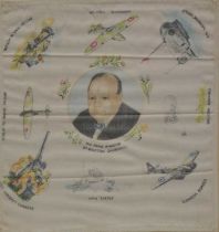 Kitchener commemorative napkin and four silks,