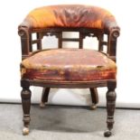 Victorian mahogany framed leather tub chair