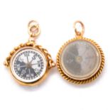Two 9ct gold cased compass',