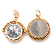 Two 9ct gold cased compass',