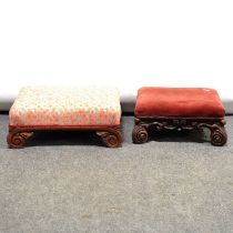 Georgian rosewood footstool, and another later footstool