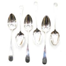 A set of six George III Scottish silver Old English Pattern table spoons, Robert Gray, Edinburgh 17