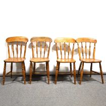 Set of six elm and beech kitchen chairs