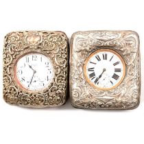 Two nickel cased goliath pocket watches in silver mounted cases,