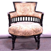 Victorian ebonised tub chair