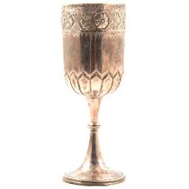 Victorian silver goblet, George Unite, Birmingham 1878, chased and embossed band, 17cm. Condition