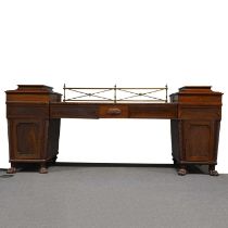 Large Regency mahogany twin pedestal sideboard.