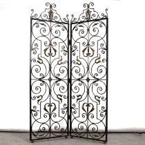 Modern cast and wrought iron two-fold screen
