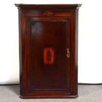 George IV inlaid mahogany hanging corner cupboard